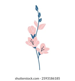Simple illustration of pink cherry blossoms. Perfect for creating minimalist floral designs.