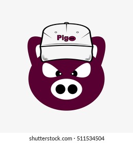 Simple illustration of a pink pig head. EPS 10
