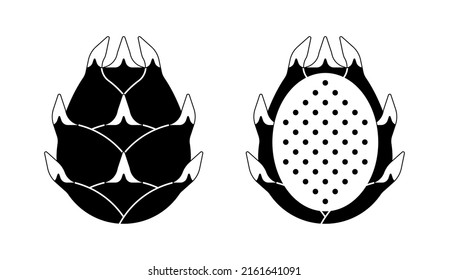 Simple illustration of pitaya vector icon in black and white color