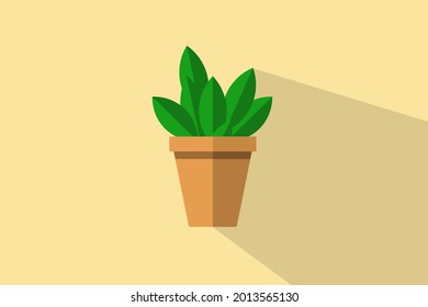 Einfache Illustration einer Pflanze in einem Topf mit einem flachen Design mit natürlicher brauner Färbung