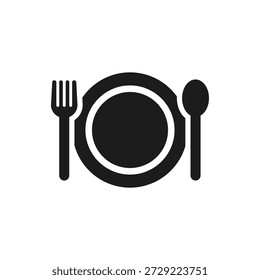 Ilustração simples de um prato com utensílios.