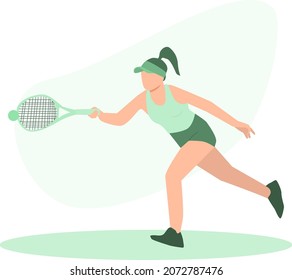 Einfache Illustration des Tennisspielens mit Mädchen und Schläger