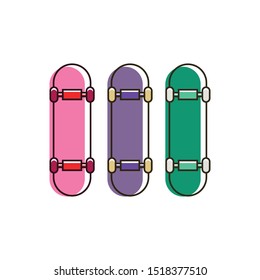 a simple illustration of a pop color skateboard