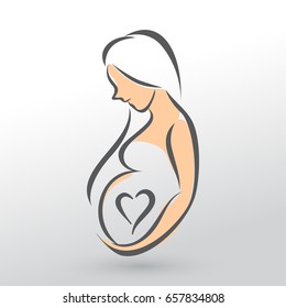 Simple Illustration of Pregnant Woman : Vector Illustration