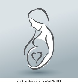 Simple Illustration of Pregnant Woman : Vector Illustration