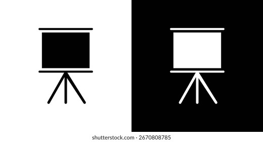 Simple illustration of a presentation board, shown on both white and black backgrounds. Perfect for presentations or educational materials.