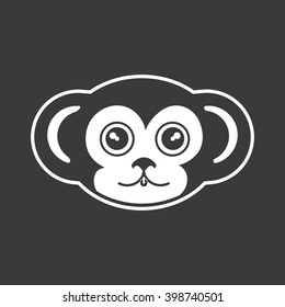 Simple illustration of pretty face babies animal monkey.
Vector icons of simple black and white monochromatic set for your design or application. Silhouettes isolated on black background.