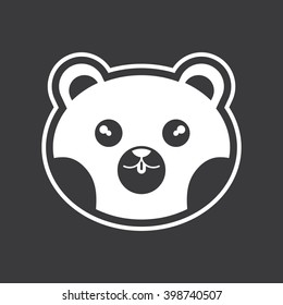 Simple illustration of pretty face babies animal bear.
Vector icons of simple black and white monochromatic set for your design or application. Silhouettes isolated on black background.