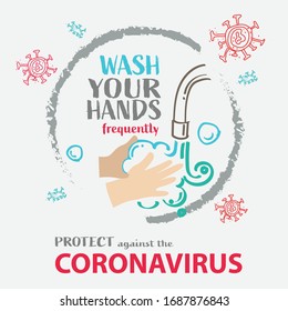 Simple illustration of protective measures against the new coronavirus COVID -19