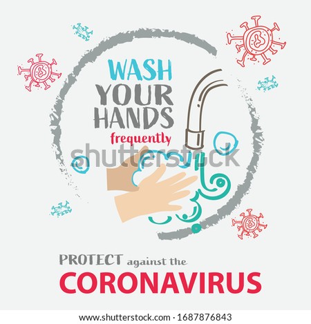 Simple illustration of protective measures against the new coronavirus COVID -19