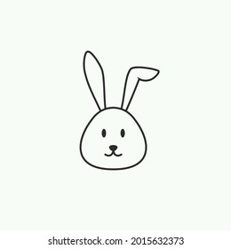 simple illustration of rabbit face with lines