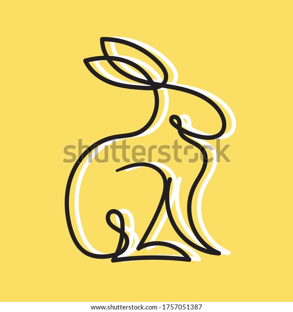 Simple Illustration Rabbit Line Art Style Stock Vector (Royalty Free ...