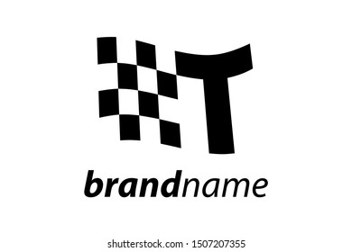 Simple illustration race flag combine with initial T