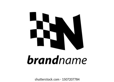 Simple illustration race flag combine with initial N