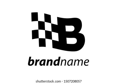 Simple illustration race flag combine with initial B