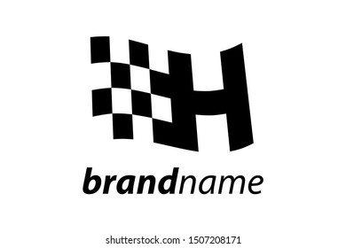 Simple illustration race flag combine with initial H