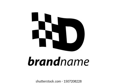 Simple illustration race flag combine with initial D