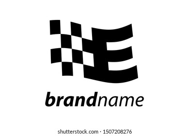 Simple illustration race flag combine with initial E