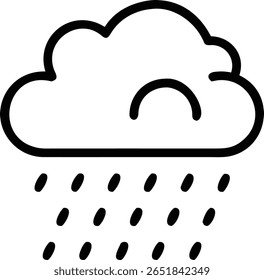 Uma simples ilustração de uma nuvem de chuva, representando previsões do tempo, chuvas fortes e padrões climáticos. 100