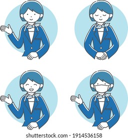 Simple illustration (receptionist guide her customer) 4types