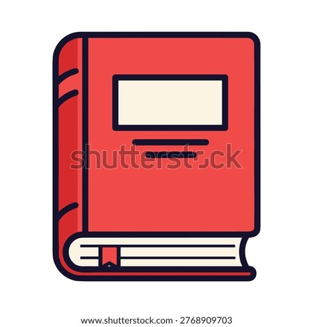 A simple illustration of a red book with a white background, perfect for educational or literary themes in marketing, advertising, or publishing materials.