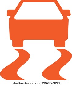 Simple illustration of a red car slipping on the road