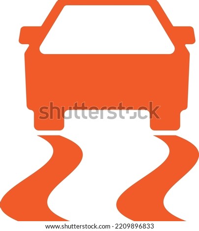 Simple illustration of a red car slipping on the road