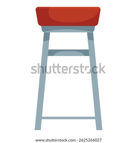 Simple illustration of a red padded stool standing on white background