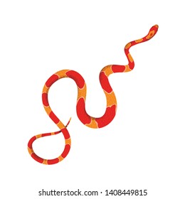Simple illustration of red snake on white background. Vector illustration of snake in flat style