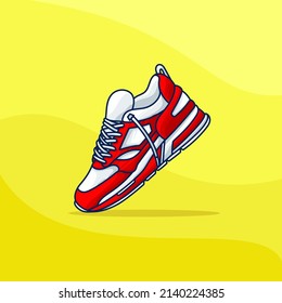 Simple Illustration of red white sneaker