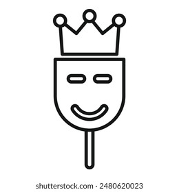 Simple illustration representing the concept of a smiling king, wearing a crown