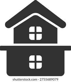Simple illustration of residential building. Two levels home symbol. Dwelling place and living accommodation sign.