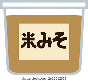 Uma ilustração simples de missô de arroz.
Os personagens da ilustração estão em japonês.
Significa missô de arroz.