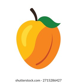Ilustração simples de um pêssego maduro com um fruto de folha