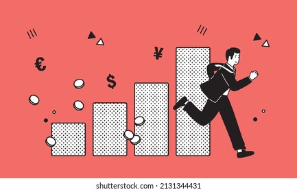 A simple illustration of a rising graph and a running man