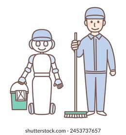 ilustración simple de robot trabajando como humano