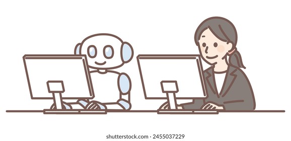 ilustración simple de robot trabajando como humano