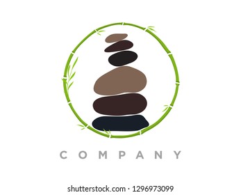 simple illustration rock balance in circle bamboo