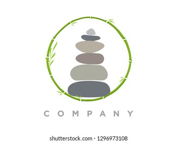 simple illustration rock balance in circle bamboo