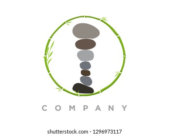 simple illustration rock balance in circle bamboo