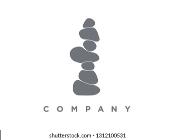Simple illustration Rock balancing logo design with Monochrome color.