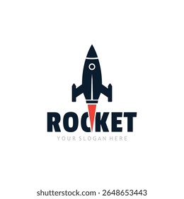 Ilustração simples de Rocket. Ícone de logotipo de foguete em estilo plano.