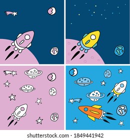 simple illustration of a rockets in space