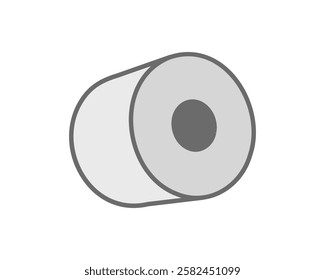 Simple illustration of a roll of material, perfect for industrial, manufacturing, or packaging concepts.  Clean, minimalist style suitable for websites, infographics, or presentations.