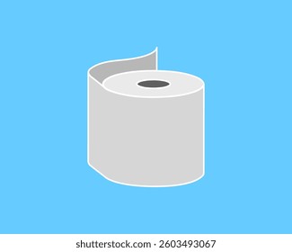 Simple illustration of a roll of paper against a light blue background.  Perfect for concepts of cleanliness, hygiene, or resource management.
