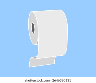 Simple illustration of a roll of paper against a light blue background.  Perfect for concepts of freshness, cleanliness, or new beginnings.