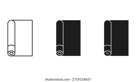 Ilustración simple de papel enrollado en diferentes etapas