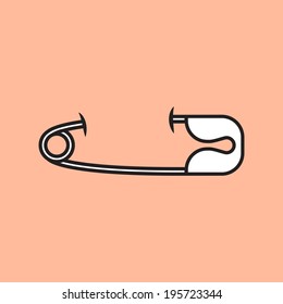 Simple Illustration Of A Safety Pin On Cloth.