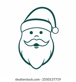 Simple illustration of a Santa Claus face on white background.
