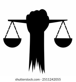 Ilustración sencilla de las escalas de la justicia, minimalista. Adecuado para el símbolo de justicia social, icono de activismo, expresión de igualdad, símbolo de libertad